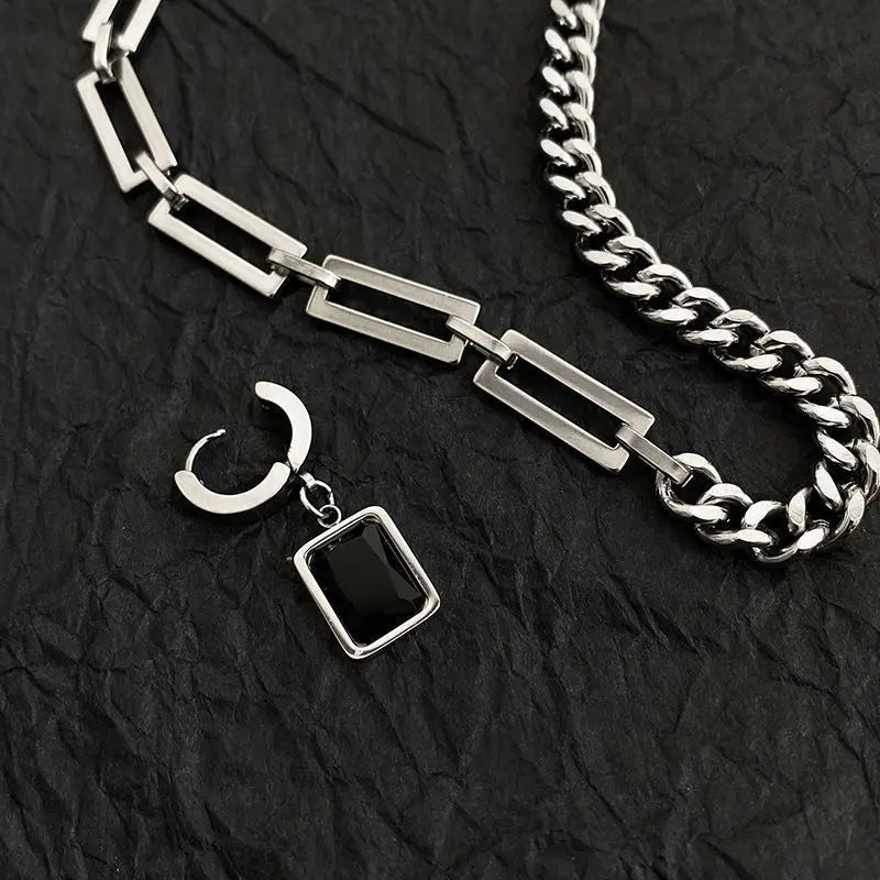 Stainless Steel Chains Rivet Choker Necklace for Men Hiphop Punk Neck Jewelry Short Collar Chain With Pendant Gothic Accessories