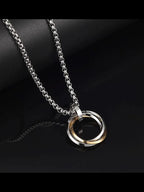 New Three Ring Ring Necklace for Men, Trendy Men, Personalized Ins, European and American Street Hip Hop Hoo