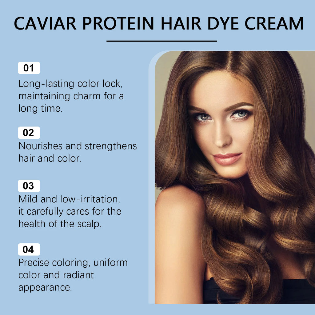 Caviar Hair Dye Cream Change Hair Color Long Lasting Black Brown Repair Gray Hair Safety Nourishing Permanent Hair Coloring Wax