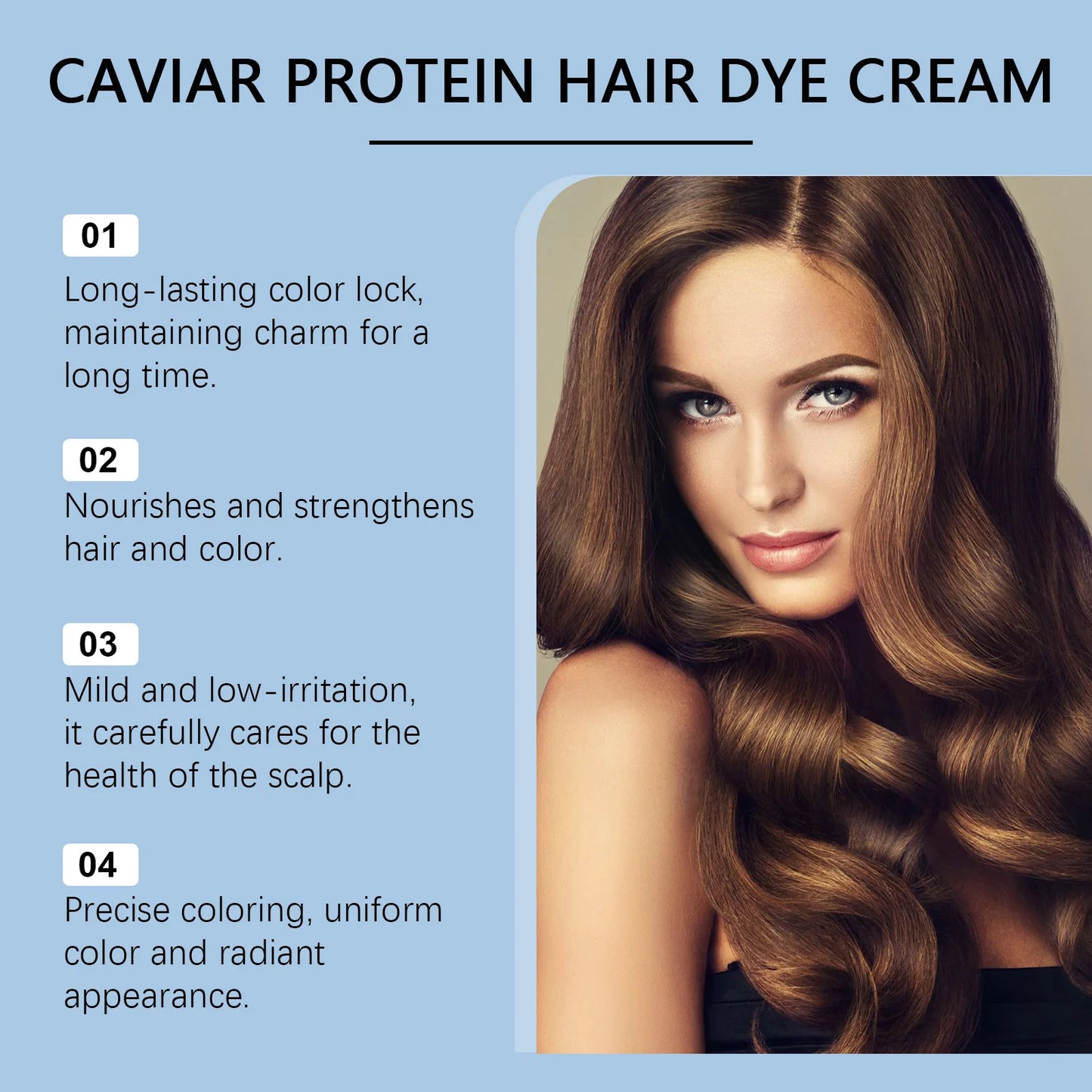 Caviar Hair Dye Cream Change Hair Color Long Lasting Black Brown Repair Gray Hair Safety Nourishing Permanent Hair Coloring Wax