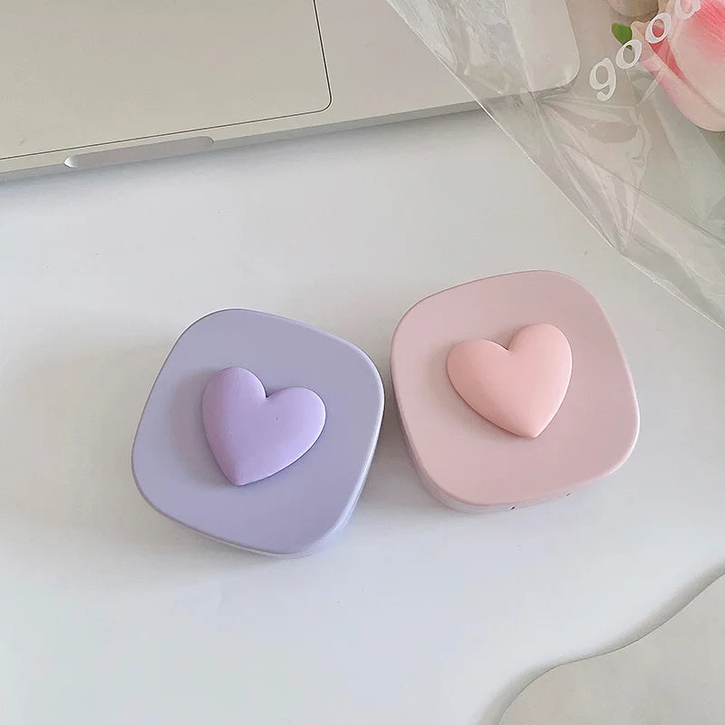 Women Color Contact Lens Case Red Heart Contact Lenses Box for Eyes Care Kit Glasses Case Holder Container