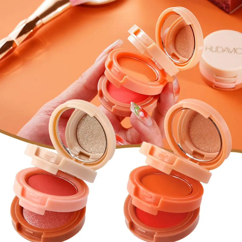 Pink Peach Blush Powder 3 In 1 Matte Blush  Low Saturation Soft Fog Blush Brightening Face Blusher Rouge Makeup Cheek Tint