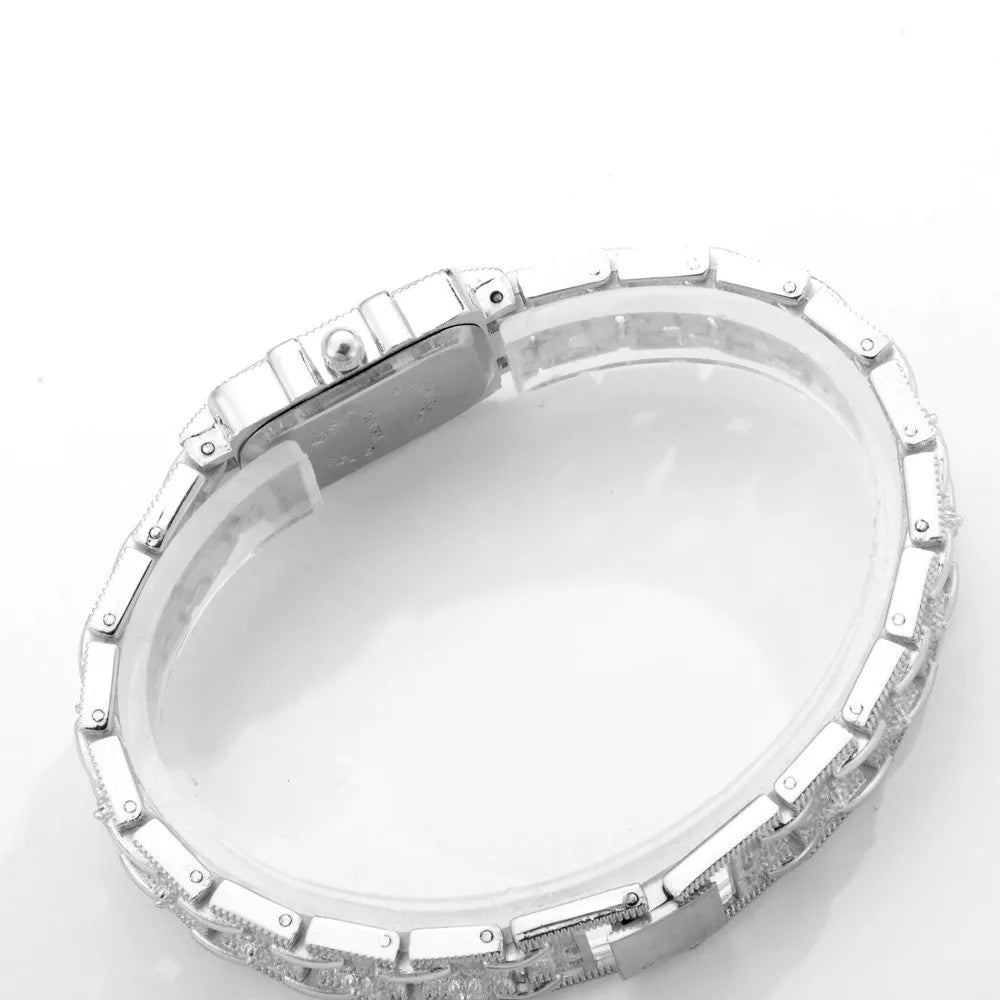 Luxury Sliver Metal Women Bracelet Wrist Watch Top Brand Fashion Crystal Quartz Watch Elegant Square Ladies Clock Reloj Mujer
