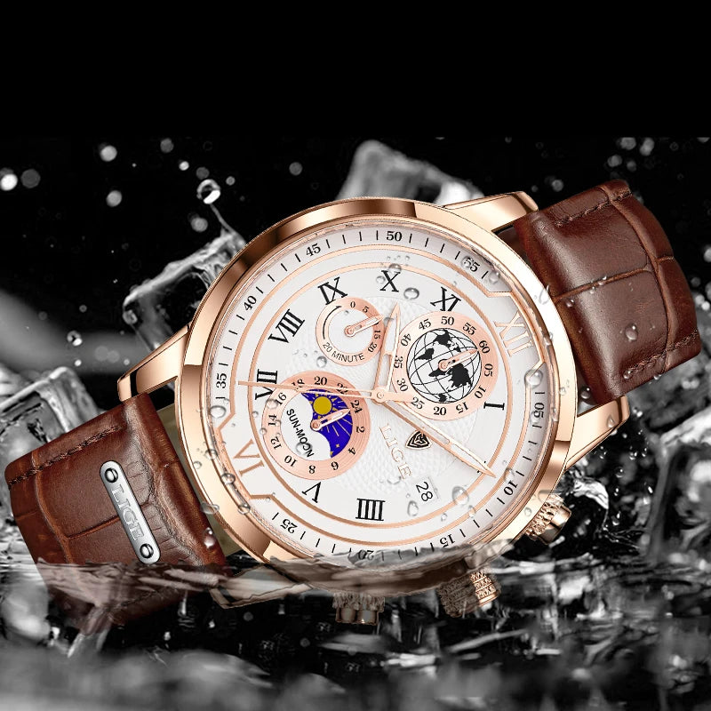 LIGE Top Brand Luxury Watch for Men Business Casual Men's Watches Wristwatch Man Quartz Chronograph Waterproof Watches Clock New