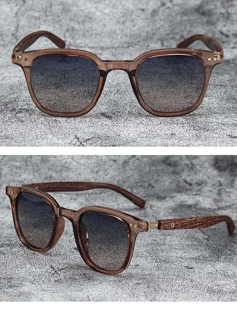 Luxury Wood Grain Leg Rice Nail Sunglasses for Women Car-driving Eyeglasses for Men Sun Shading Eyewear UV Protection Sunglasses