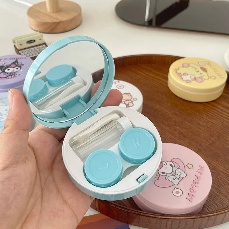 hello kitty color contact lenses Kuromi Sanrio contact  cute kawaii eye contacts care box INS portable box with mirror anime