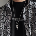 Punk Jewelry Halberd Necklaces for Men Boys Girl Goth Cross Choker Trinket Statement Necklaces&Pendants Key Chain Neck Charms