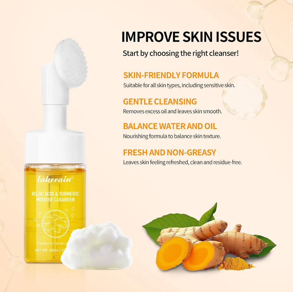 Turmeric Cleansing Mousse Exfoliating Hydrating Mild Non-Irritating Cleansing Moisturizing Soothing Foaming Facial Wash