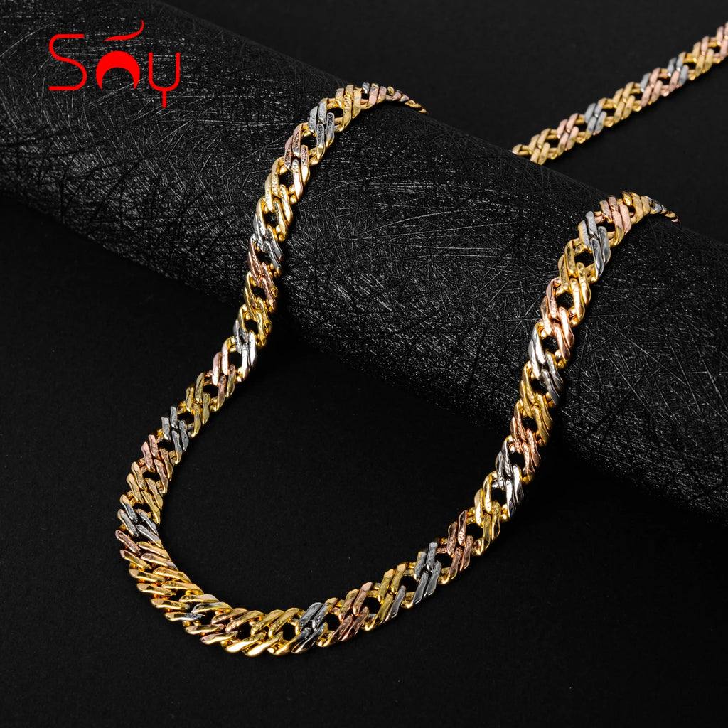 Sunny Jewelry Women Men's Necklace Gold Plated Fashion Basic Punk Cuban Link Chain Long Necklace Neck Jewellery Accessories Gift