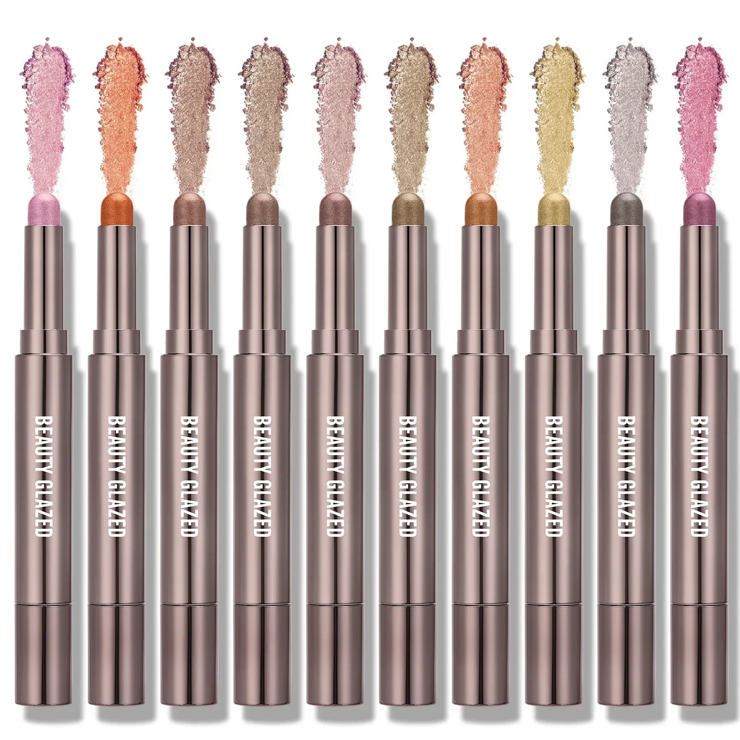 10 Color Double Ended Eye Shadow Stick With Sponge Brush Pearlescent Lasting Eyeshadow Pen Contouring Portable Makeup Cosmetics