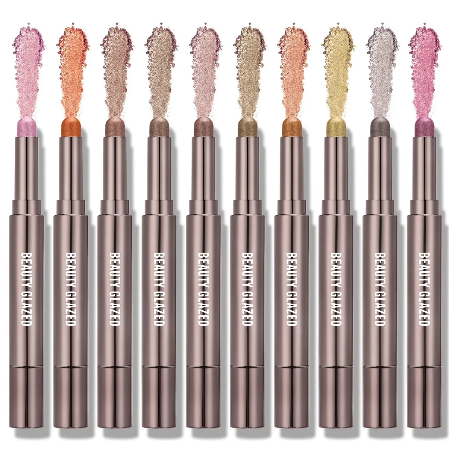 10 Color Double Ended Eye Shadow Stick With Sponge Brush Pearlescent Lasting Eyeshadow Pen Contouring Portable Makeup Cosmetics