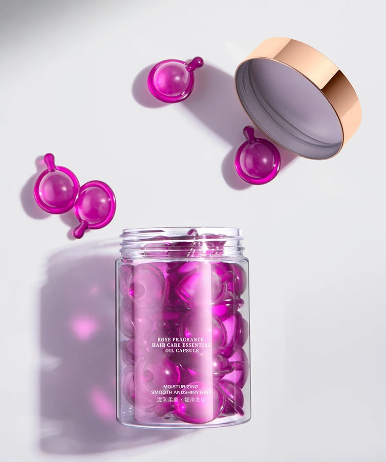 Hair Styling Serum Frizzy Dry Hair Rose Essence Oil Capsules Leave-in Anti Frizz Conditioner Repair Hair Care