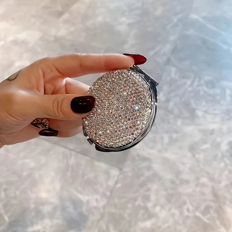 Makeup Mirror Luxury Diamond Portable Pocket Compact Mirror Women's Gifts Handheld Cosmetic Mirror with Magnification