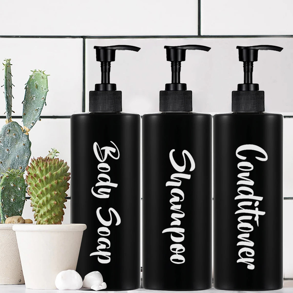 Shampoo Conditioner Bodywash Soap Dispenser Bathroom Shower Soap Dispenser Empty Shampoo Bottle Bathroom Essential