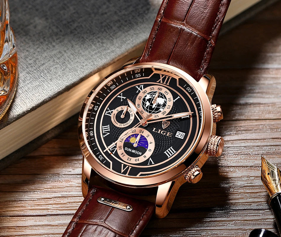 LIGE Top Brand Luxury Watch for Men Business Casual Men's Watches Wristwatch Man Quartz Chronograph Waterproof Watches Clock New