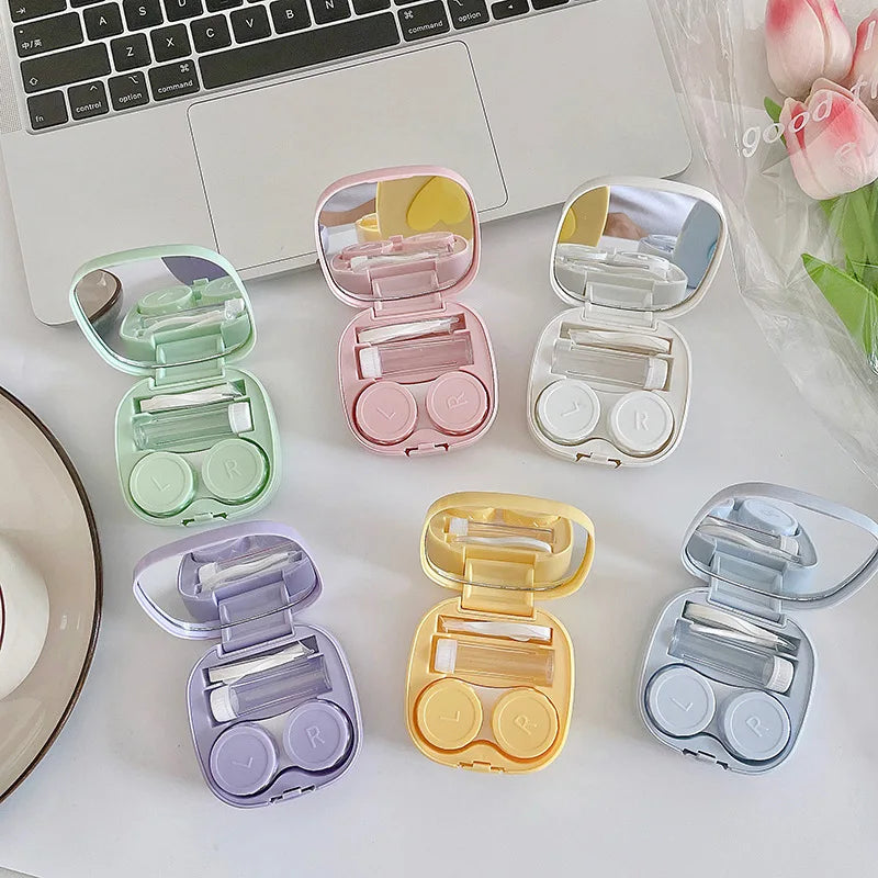 Women Color Contact Lens Case Red Heart Contact Lenses Box for Eyes Care Kit Glasses Case Holder Container