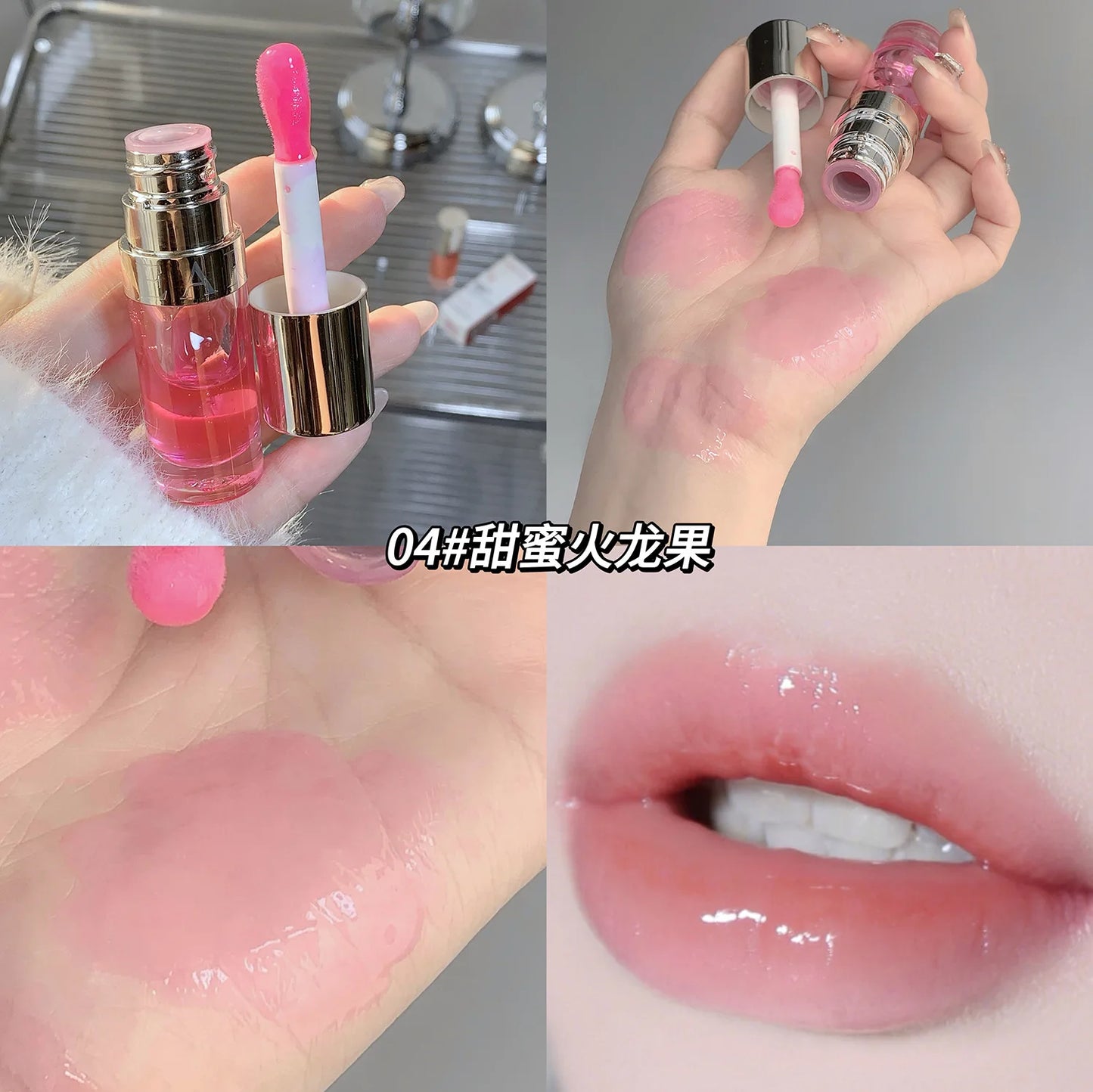 Plumping Gloss Lip Oil, Clear Jelly Lip Gloss for Moisturizing Care, Shiny Glass Lips, Big Brush Applicator, Nourishing Liquid L