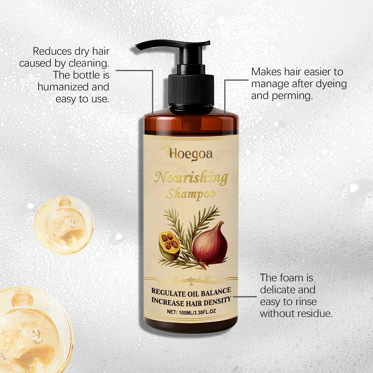 Nourishing Shampoo Gentle Cleansing Soothing Scalp Strengthen Hair Roots Moisturizing Remove Dandruff Smooth Refreshing Shampoo