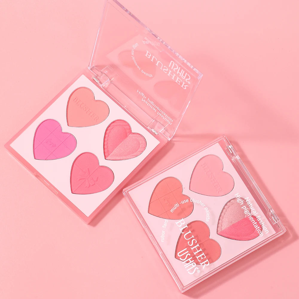 USHAS Blush Plate, 2-Color Optional, Long-lasting Waterproof, Silky and Delicate, Natural Makeup Effect, 3-in-1 Multi-Purpose