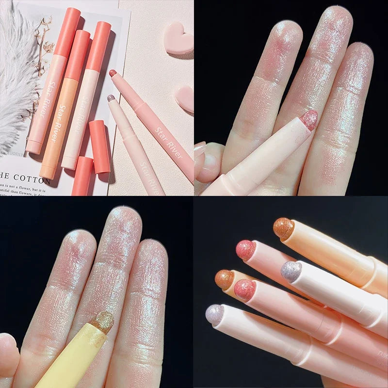 Diamond Glitter Eyeshadow Liner Pencil Face Makeup Highlighter Long lasting Matte Pink Silkworm Champagne Gold Eyeliner Pen