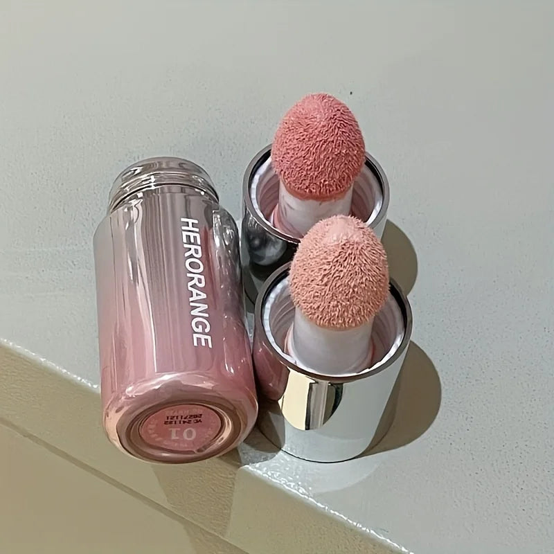 Liquid Blush Stick, with Sponge Tip, Suitable for Lips and Cheeks, Waterproof and Long-Lasting Color Correction