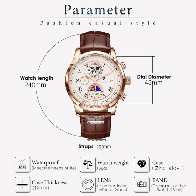 LIGE Top Brand Luxury Watch for Men Business Casual Men's Watches Wristwatch Man Quartz Chronograph Waterproof Watches Clock New