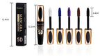 5D Mascara Waterproof Sweatproof Non Smudging Creates Dense Long Lashes With Silicone Brush Head For Base Laying