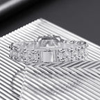 Luxury Sliver Metal Women Bracelet Wrist Watch Top Brand Fashion Crystal Quartz Watch Elegant Square Ladies Clock Reloj Mujer
