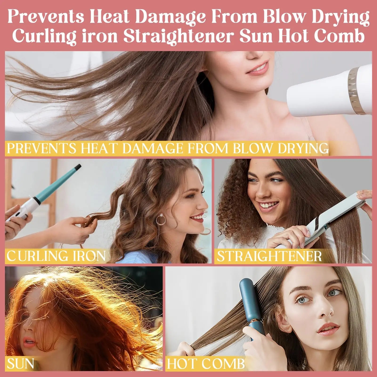 300ml Coconut Leave In Conditioner Spray for Curly Hair Smoothing Anti-Frizzle Soften Hair Protection Spray for Heat Damaged