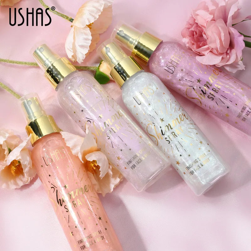 Liquid Highlight Spray Body Face Waterproof Shimmer High Gloss Illuminator Glitter Bronzer Longlasting Brightens Makeup