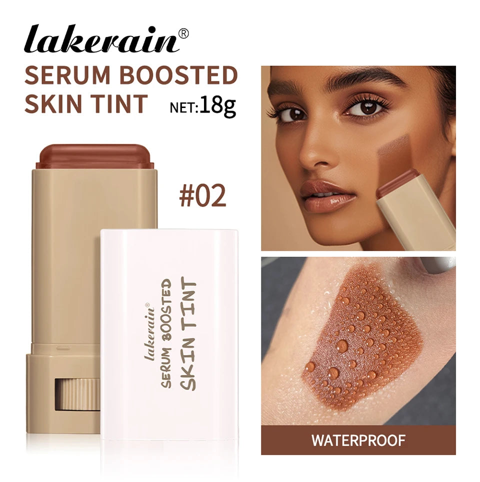 Foundation Stick  Serum Boosted Skin Tint Balm Silky Texture Moisturizing Coverage Plumper Natural Even Skin Tone Travel Makeup