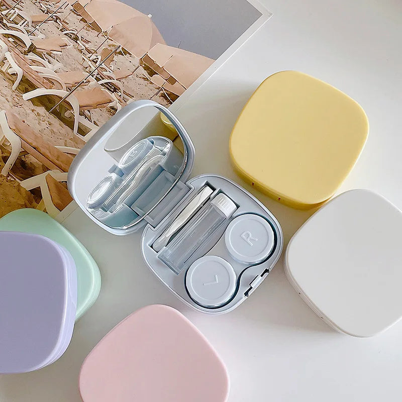 Women Color Contact Lens Case Red Heart Contact Lenses Box for Eyes Care Kit Glasses Case Holder Container