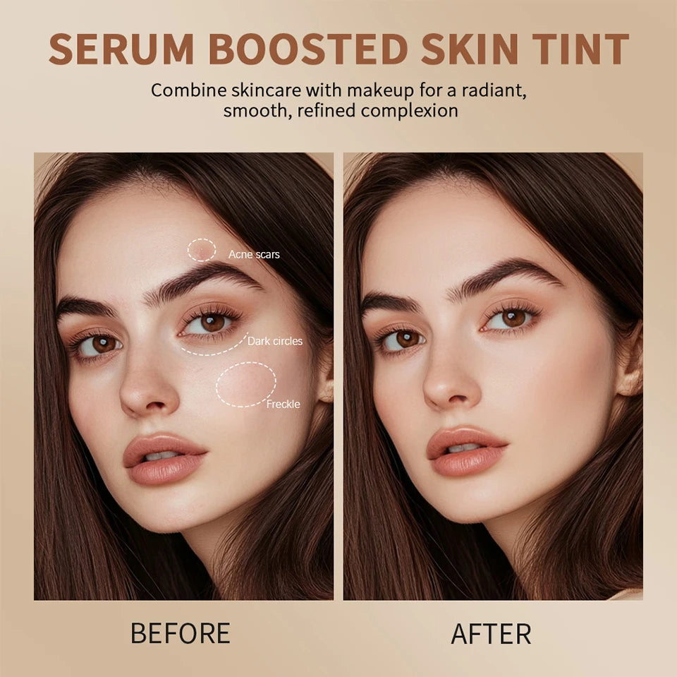 Foundation Stick  Serum Boosted Skin Tint Balm Silky Texture Moisturizing Coverage Plumper Natural Even Skin Tone Travel Makeup