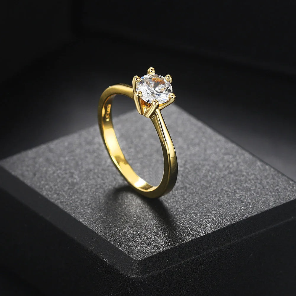 Wedding Engagement Rings For Women Female Jewellry Silver Color Ring 6 Clows Zirconia Ring With Stone Jewelry Wholesale R013