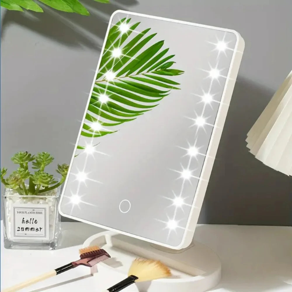 16LED Touch Screen Makeup Mirror, Rotatable Vanity Mirror, 3-Speed Brightness, Portable Cosmetic Mirror for Dorm Bedroom