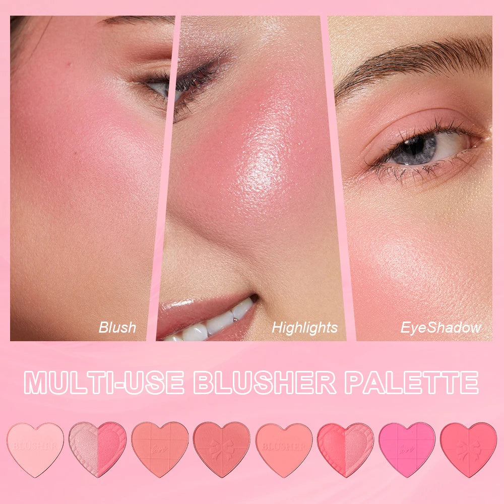 USHAS Blush Plate, 2-Color Optional, Long-lasting Waterproof, Silky and Delicate, Natural Makeup Effect, 3-in-1 Multi-Purpose