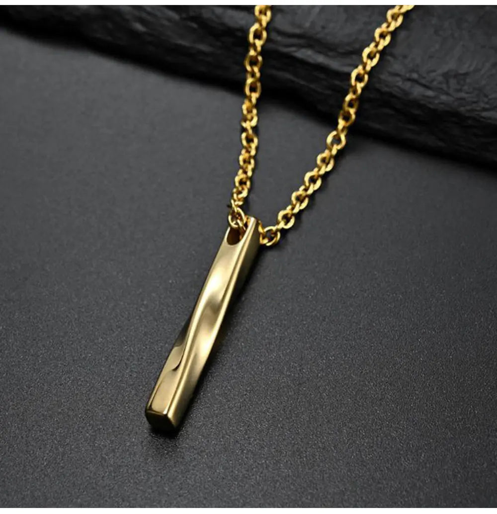 Mens Jewellery New Vintage Rectangle Pendant Necklace Men Width 3mm Stainless Steel Handmade Chain Necklace for Men Jewelry Gift