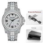 MEGIR New Golden Luxury Watches for Women Fashion Crystal-accented Waterproof Quartz Wristwatch with Stainless Steel Strap
