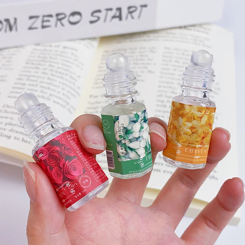 3ml Arabian Floral Perfume Natural Jasmine Rose Osmanthus Scent Eau De Toilette Unisex Fresh Longlasting Portable Roller Perfume