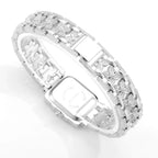 Luxury Sliver Metal Women Bracelet Wrist Watch Top Brand Fashion Crystal Quartz Watch Elegant Square Ladies Clock Reloj Mujer