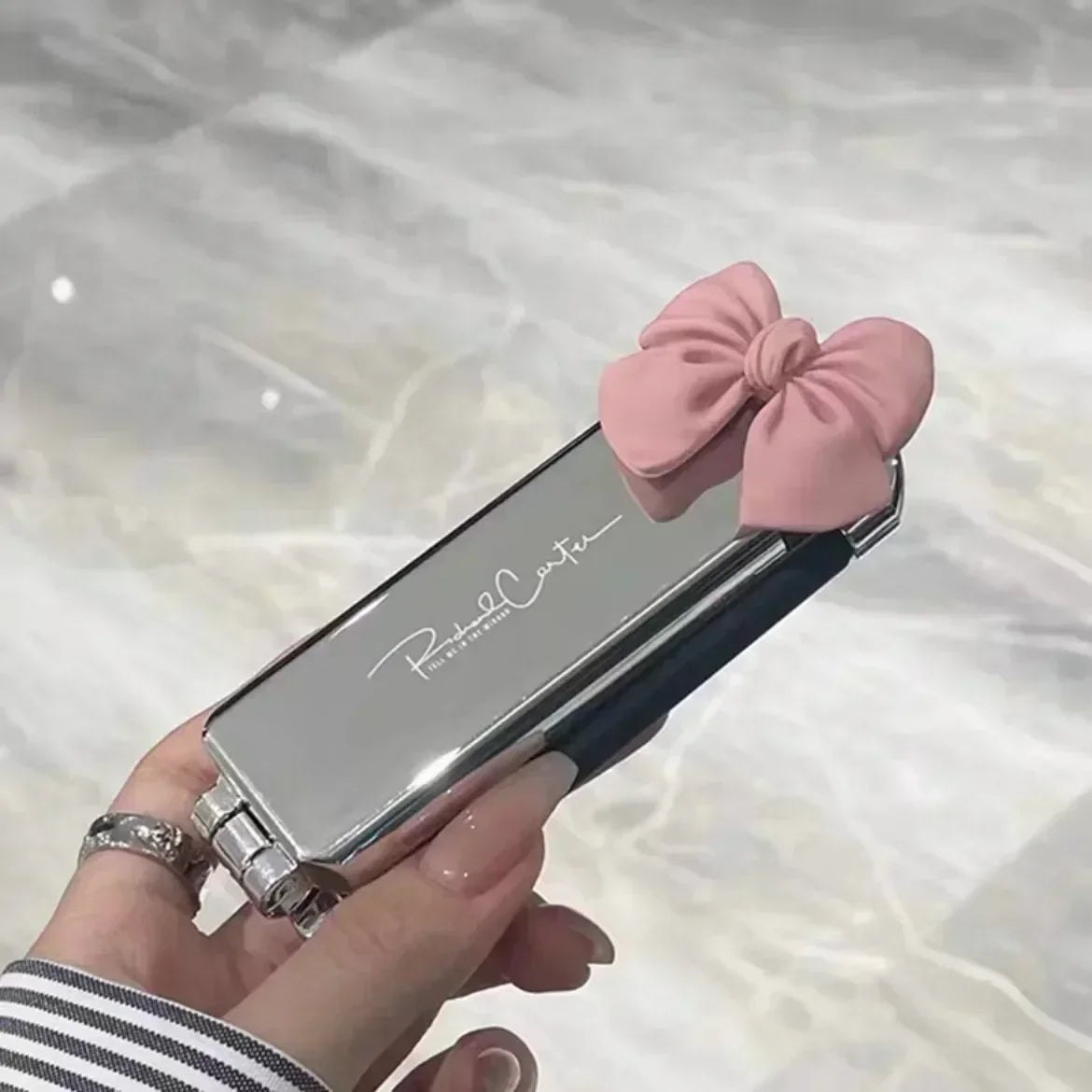 1pc Portable Stylish Mini Folding Women's Hair Brush Rubber Bristles for All Hair Types,Perfect for Travelling and Shopping