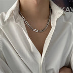Stainless Steel Chains Rivet Choker Necklace for Men Hiphop Punk Neck Jewelry Short Collar Chain With Pendant Gothic Accessories