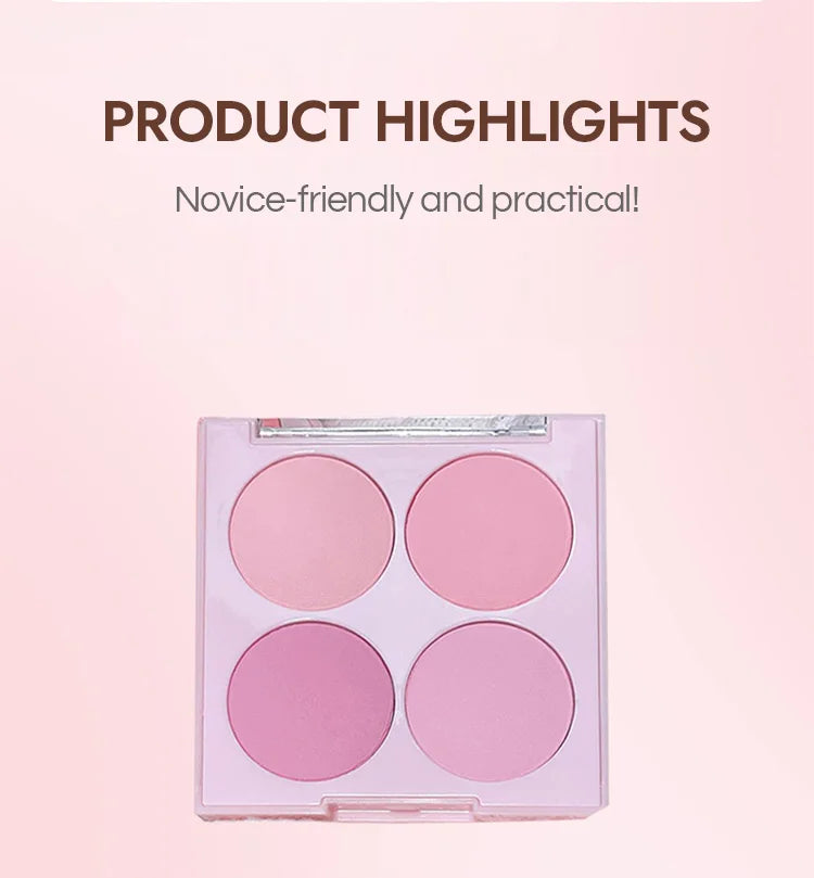 4 Colors Blush Powder Face Makeup Set Mixed Sweet Warm Colors Matte Cheek Powder Facial Beauty Cosmetic Makeup Blush