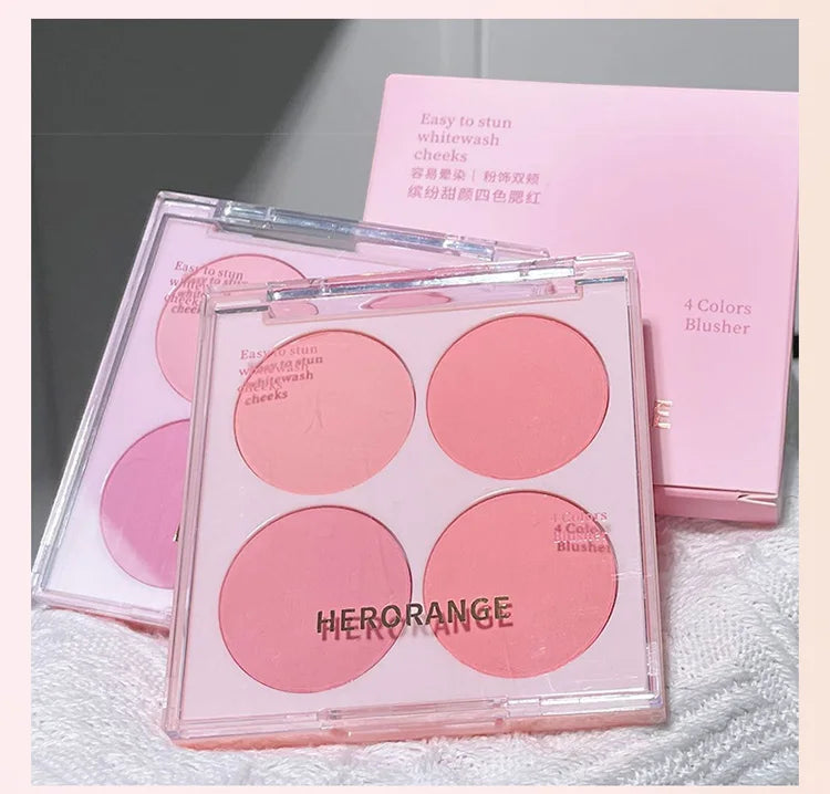 4 Colors Blush Powder Face Makeup Set Mixed Sweet Warm Colors Matte Cheek Powder Facial Beauty Cosmetic Makeup Blush