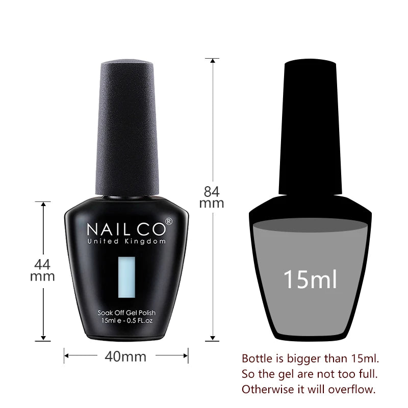 NAILCO 10PCS/Set Gel Nail Polish Gorgeous Full Coverage Semi Permanent Soak Off UV LED Gel Nail Art Base Top Coat Gel Polish Kit