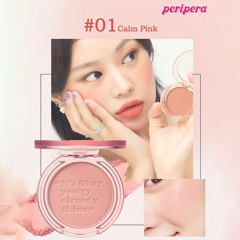 Single Color Blush Palette, Matte Fine Powder Cheek Blush, Non-Cakey, Long-Lasting, Nude Makeup, K-Beauty Cosmetic