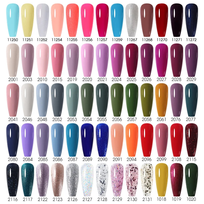 NAILCO 10PCS/Set Gel Nail Polish Gorgeous Full Coverage Semi Permanent Soak Off UV LED Gel Nail Art Base Top Coat Gel Polish Kit
