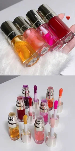 Plumping Gloss Lip Oil, Clear Jelly Lip Gloss for Moisturizing Care, Shiny Glass Lips, Big Brush Applicator, Nourishing Liquid L
