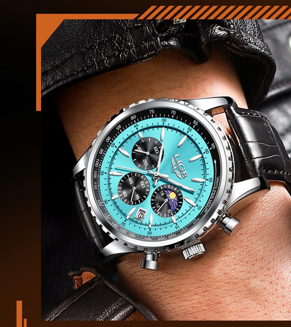 LIGE New Mens Watches Top Brand Luxury Men Wrist Watch Leather Quartz Watch Sports Waterproof Male Clock Relogio Masculino+Box