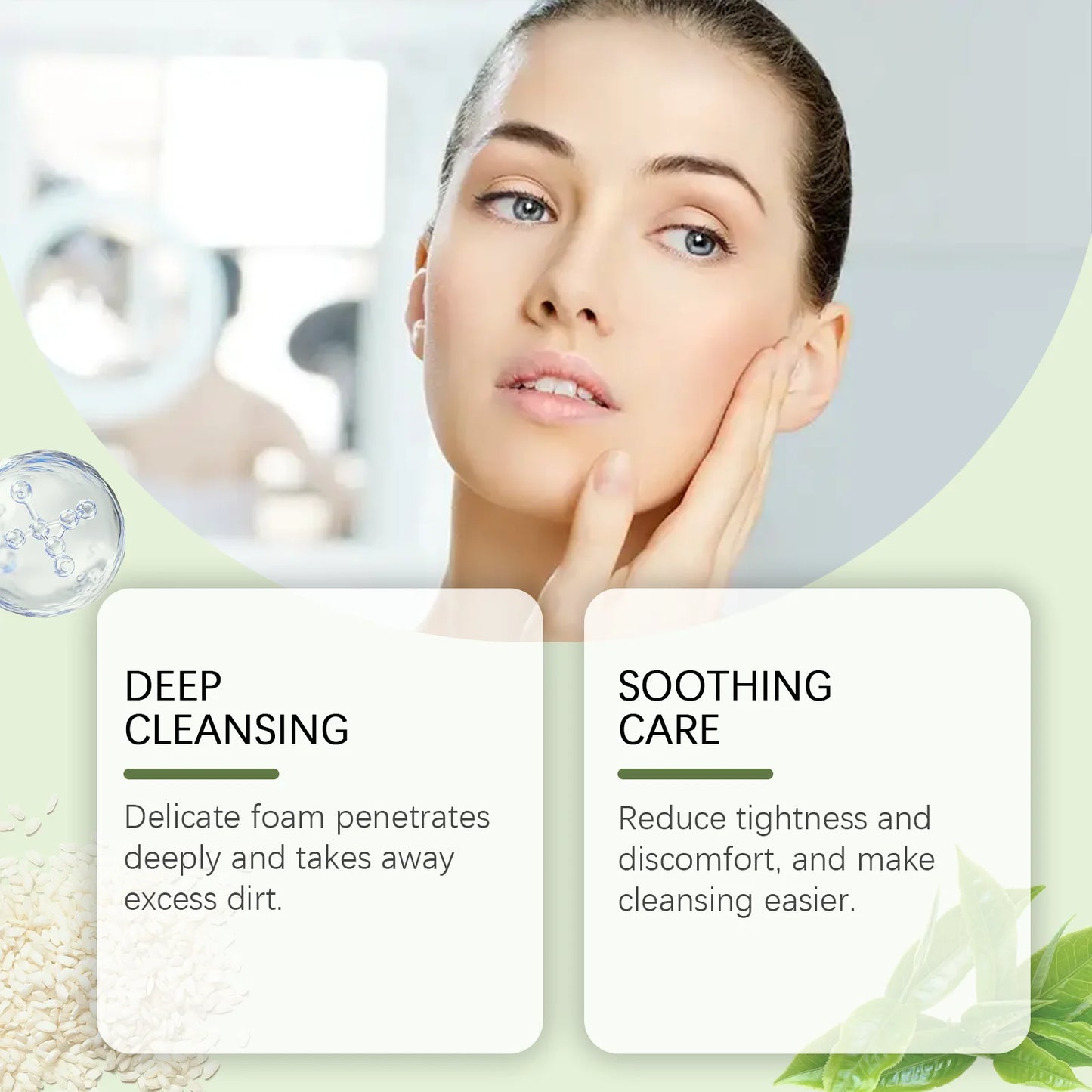Green Tea Salicylic Acid Facial Cleanser Cleansing Pore Refining Hydrating Blackhead Removal Oil Control Non-Drying Face Wash